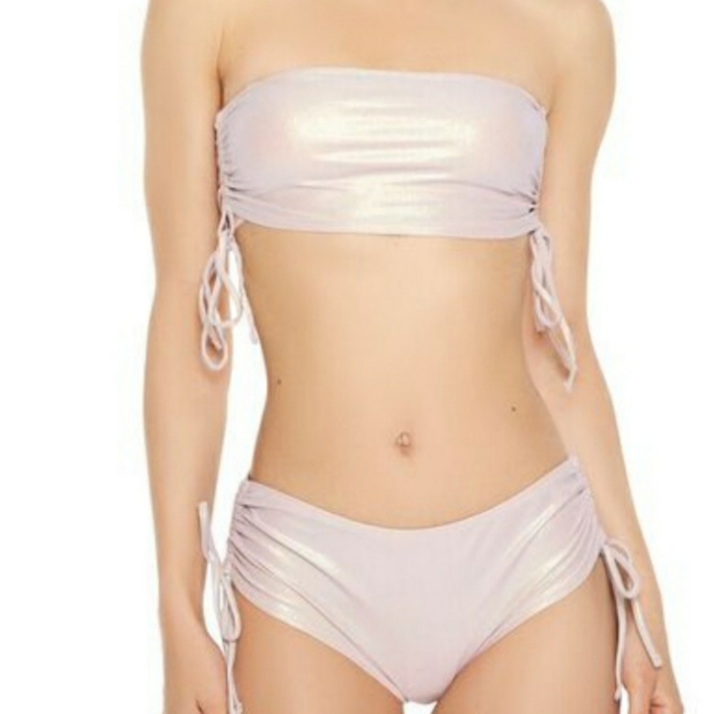 Shimmery Strapless Bikini Set